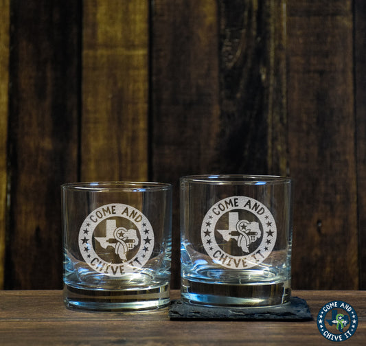Come and Chive It Low Ball Glass Set